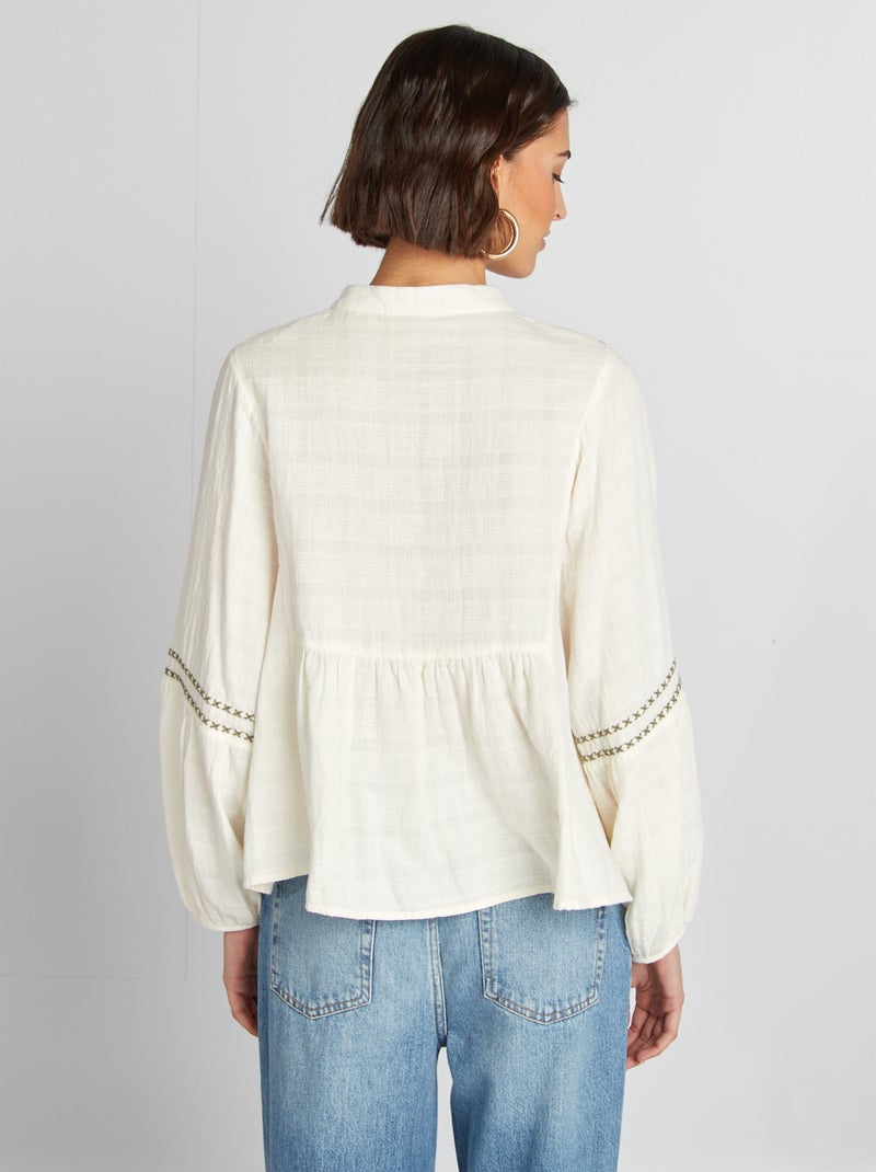 Blusa de gasa de algodón BEIGE - Kiabi