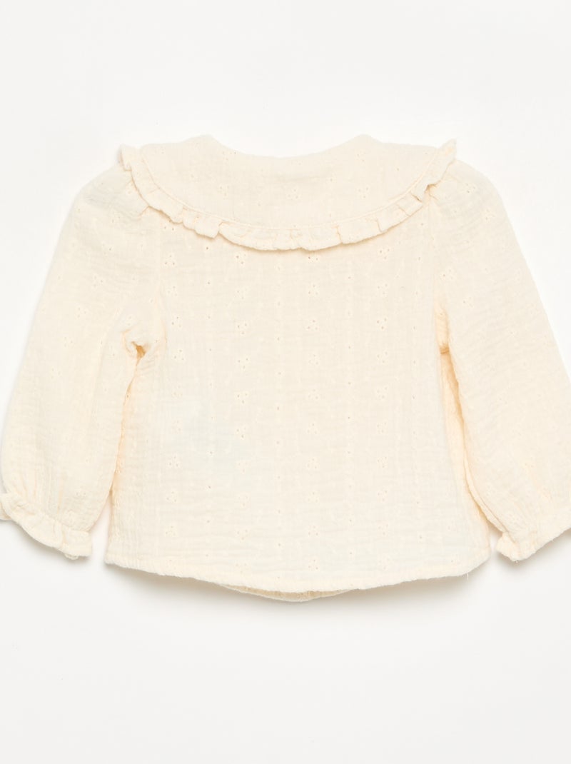Blusa de gasa de algodón Beige - Kiabi