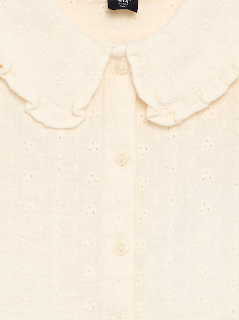 Blusa de gasa de algodón Beige - Kiabi