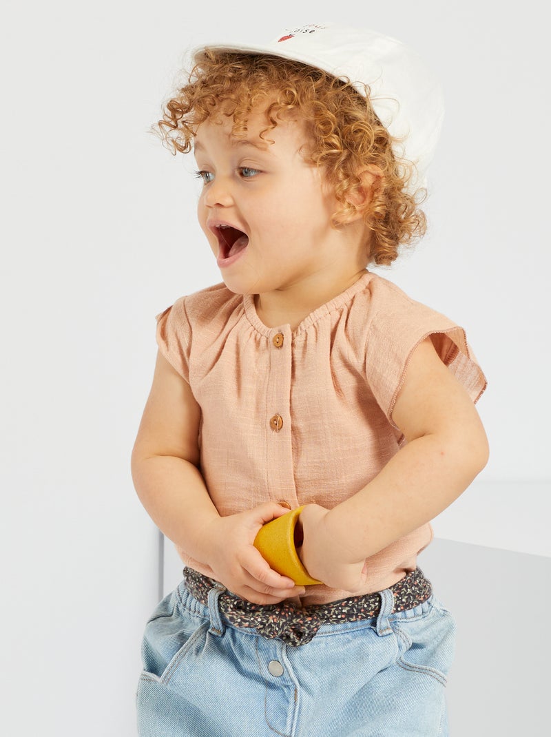 Blusa de gasa de algodón BEIGE - Kiabi