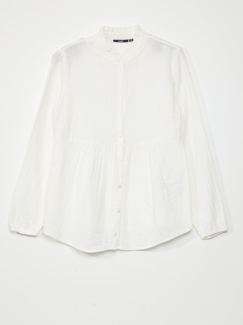 Blusa de gasa de algodón Blanco - Kiabi