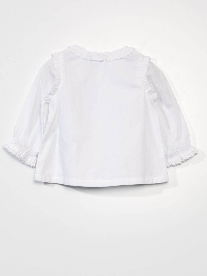 Blusa de gasa de algodón blanco - Kiabi