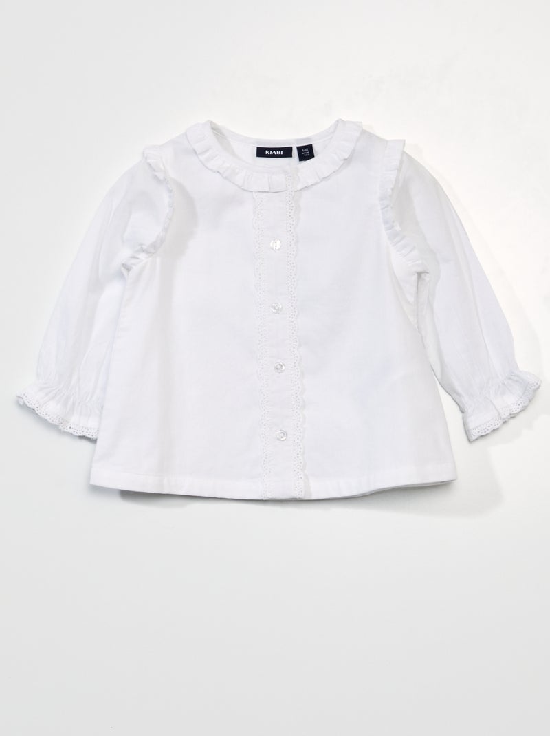 Blusa de gasa de algodón blanco - Kiabi