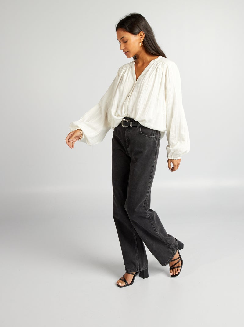 Blusa de gasa de algodón BLANCO - Kiabi
