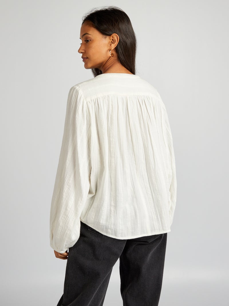 Blusa de gasa de algodón BLANCO - Kiabi