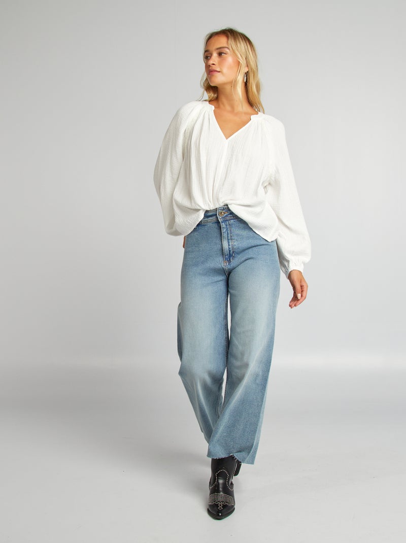 Blusa de gasa de algodón BLANCO - Kiabi