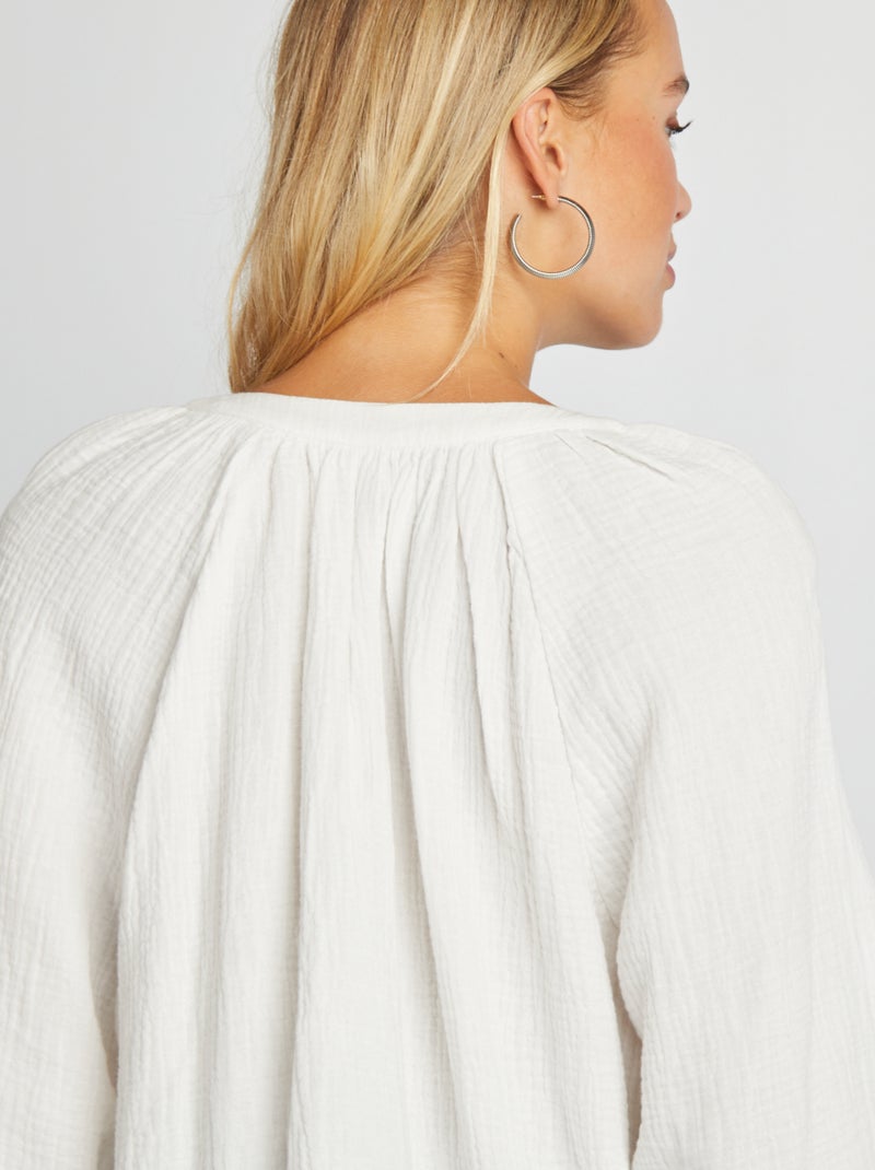 Blusa de gasa de algodón BLANCO - Kiabi