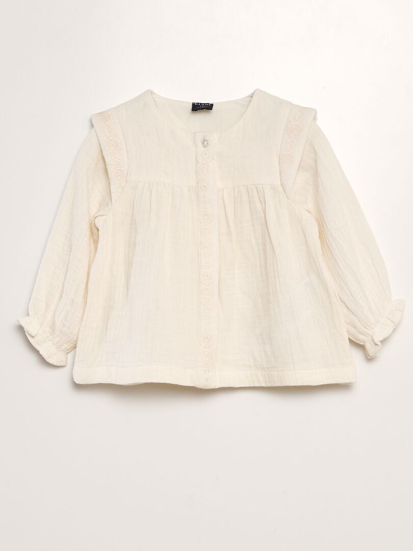 Blusa de gasa de algodón BLANCO - Kiabi