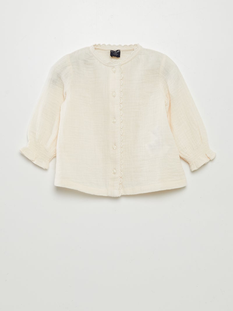 Blusa de gasa de algodón BLANCO - Kiabi