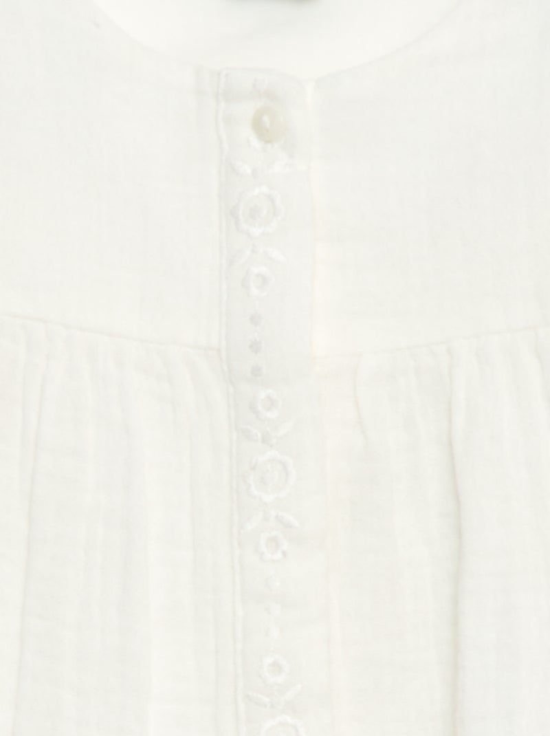 Blusa de gasa de algodón Blanco - Kiabi