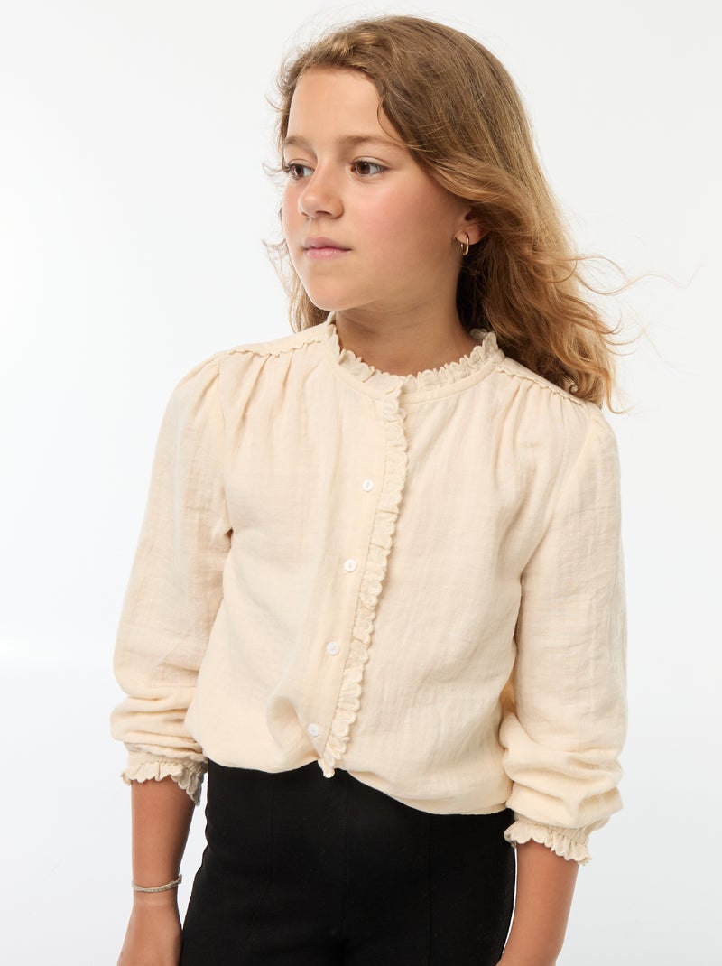 Blusa de gasa de algodón Blanco - Kiabi