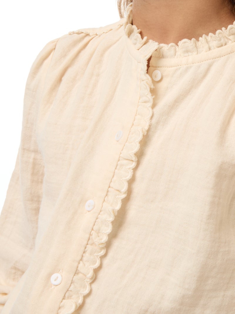 Blusa de gasa de algodón Blanco - Kiabi
