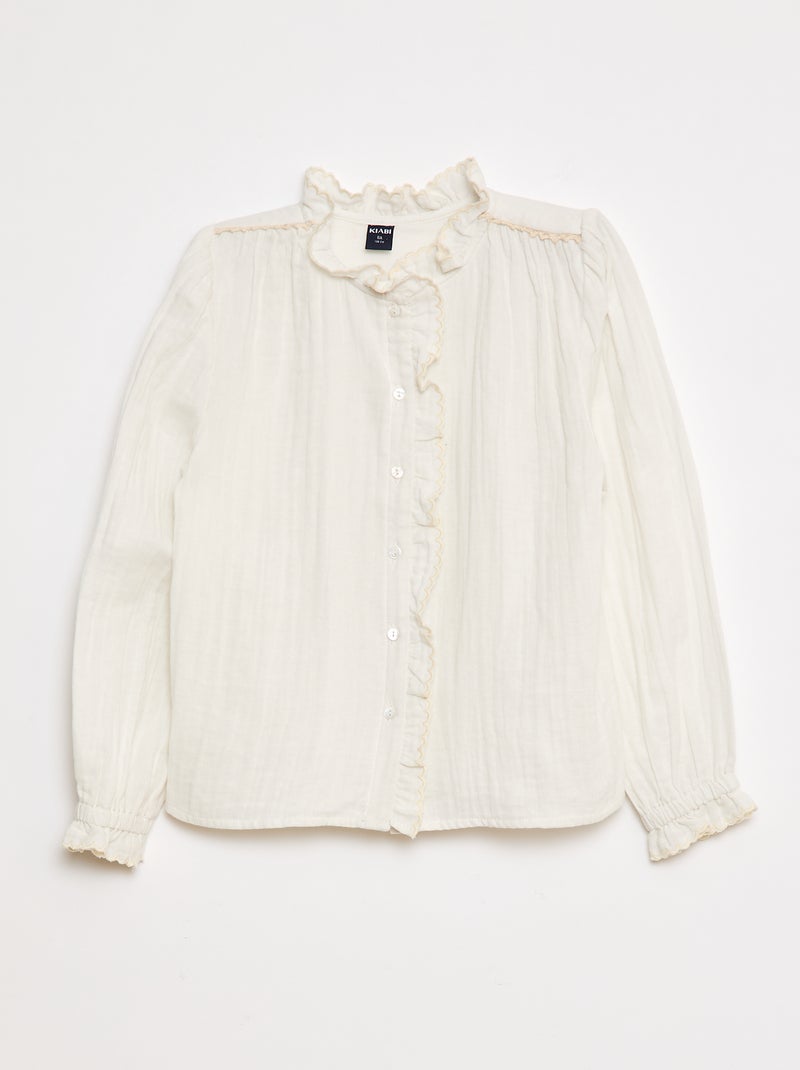 Blusa de gasa de algodón Blanco - Kiabi
