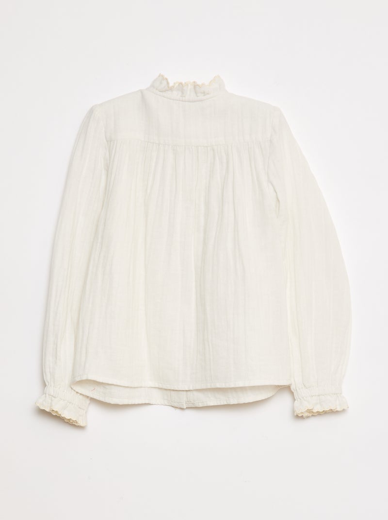 Blusa de gasa de algodón Blanco - Kiabi
