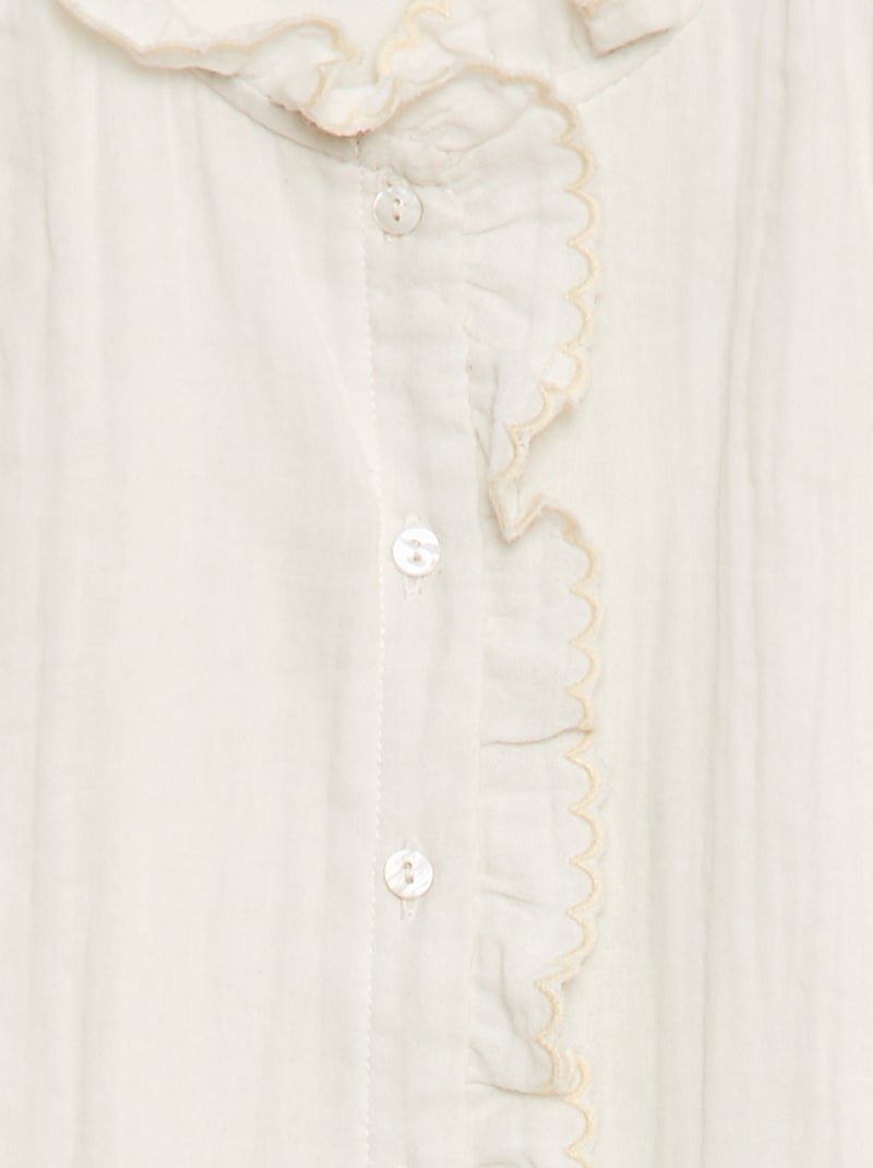 Blusa de gasa de algodón Blanco - Kiabi