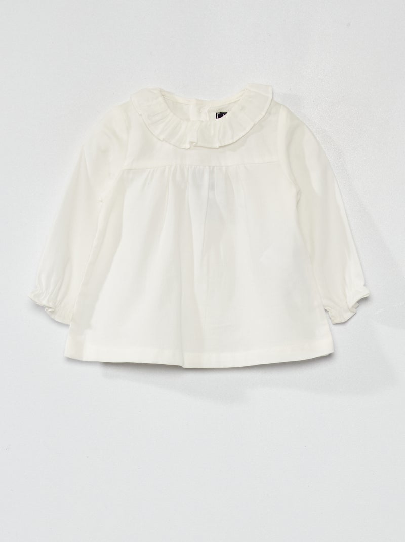 Blusa de gasa de algodón Blanco - Kiabi