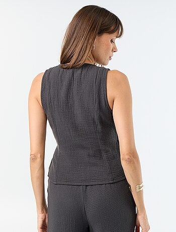 Blusa de gasa de algodón con abertura cruzada
