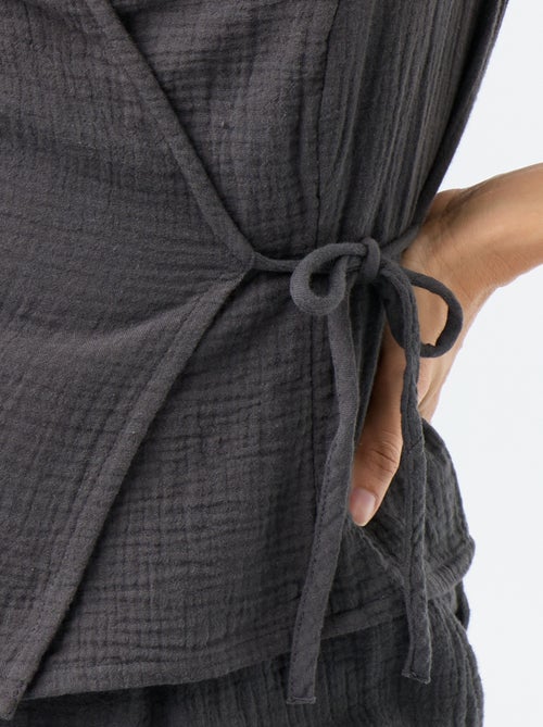 Blusa de gasa de algodón con abertura cruzada - Kiabi