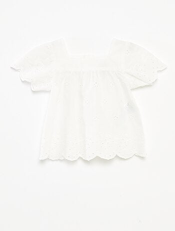 Blusa de gasa de algodón con bordado inglés