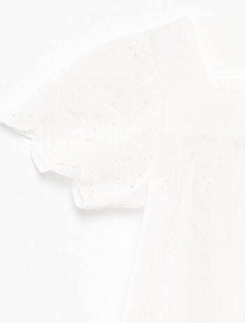 Blusa de gasa de algodón con bordado inglés