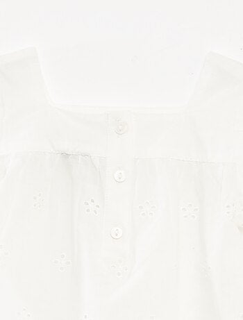 Blusa de gasa de algodón con bordado inglés