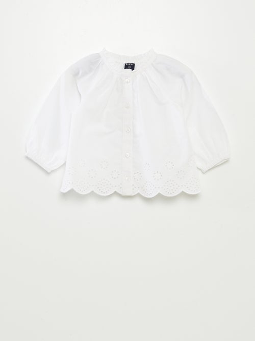 Blusa de gasa de algodón con bordado inglés - Kiabi