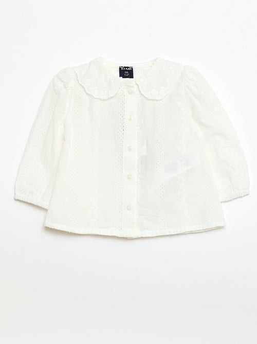 Blusa de gasa de algodón con bordados - Kiabi