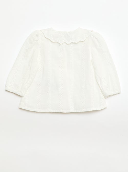 Blusa de gasa de algodón con bordados - Kiabi