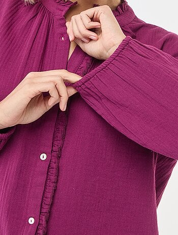 Blusa de gasa de algodón con bordes ondulados