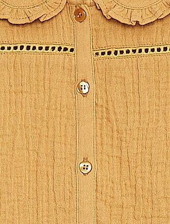 Blusa de gasa de algodón con cuello bebé