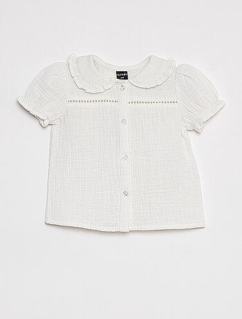 Blusa de gasa de algodón con cuello bebé