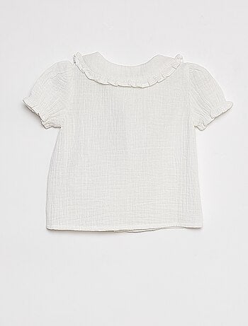 Blusa de gasa de algodón con cuello bebé