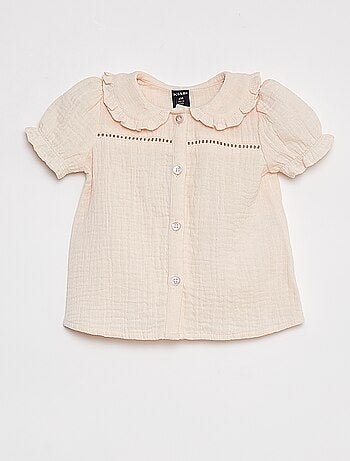 Blusa de gasa de algodón con cuello bebé