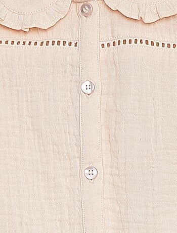 Blusa de gasa de algodón con cuello bebé