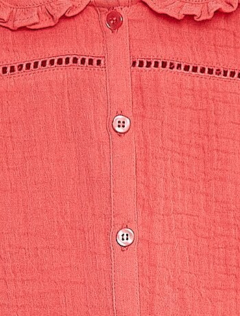 Blusa de gasa de algodón con cuello bebé