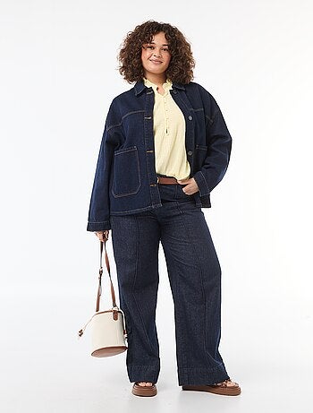 Blusa de gasa de algodón con cuello fruncido