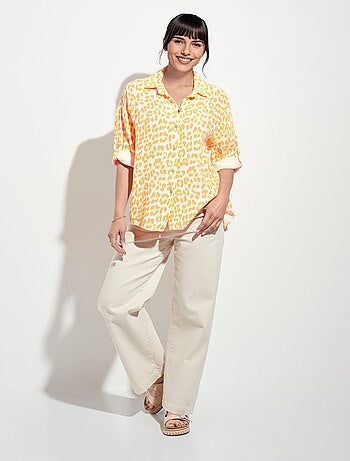 Blusa de gasa de algodón con estampado de leopardo fluorescente - AFIBEL