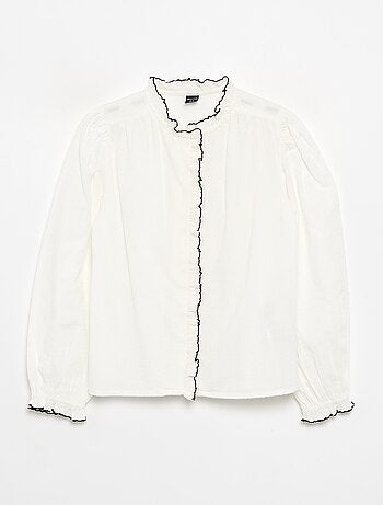 Blusa de gasa de algodón con volantes