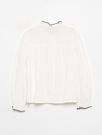 Blusa de gasa de algodón con volantes