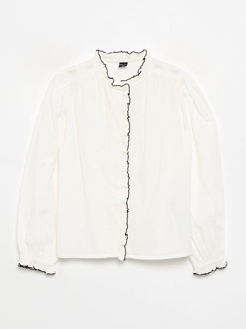 Blusa de gasa de algodón con volantes - Kiabi Blusa de gasa de algodón con volantes - Kiabi