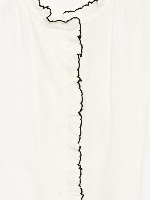 Blusa de gasa de algodón con volantes - Kiabi Blusa de gasa de algodón con volantes - Kiabi