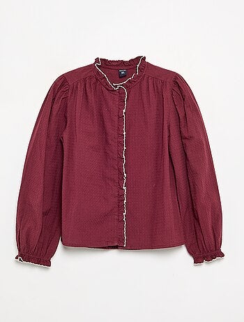 Blusa de gasa de algodón con volantes