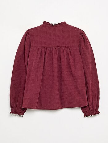 Blusa de gasa de algodón con volantes