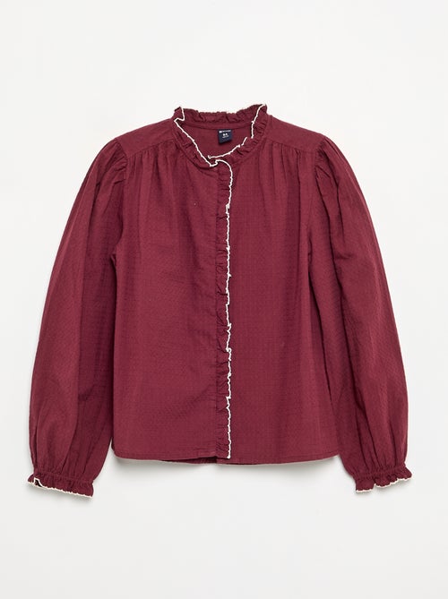 Blusa de gasa de algodón con volantes - Kiabi Blusa de gasa de algodón con volantes - Kiabi