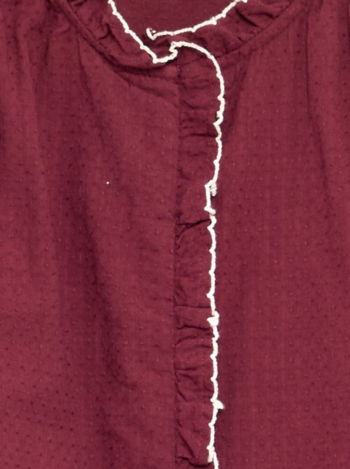 Blusa de gasa de algodón con volantes - Kiabi Blusa de gasa de algodón con volantes - Kiabi