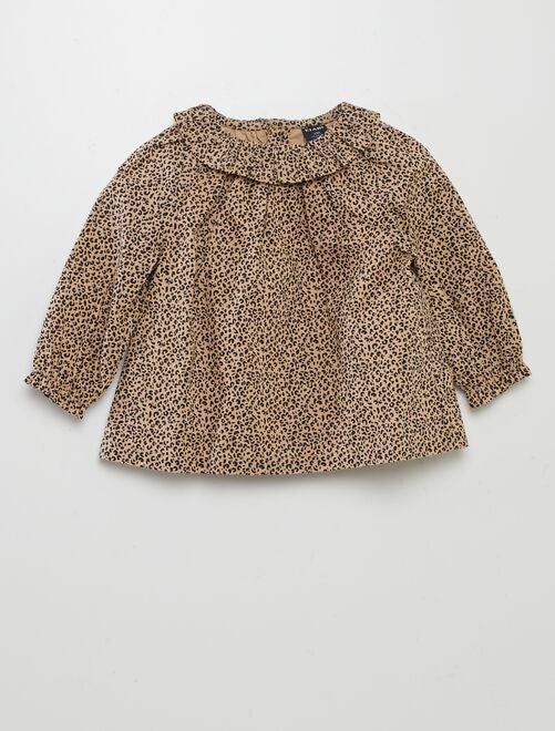 Blusa de gasa de algodón de leopardo - Kiabi