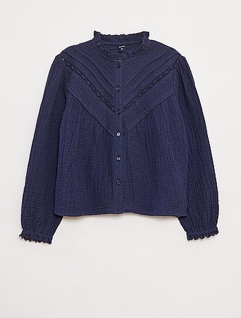 Blusa de gasa de algodón de plumeti