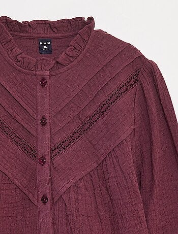 Blusa de gasa de algodón de plumeti