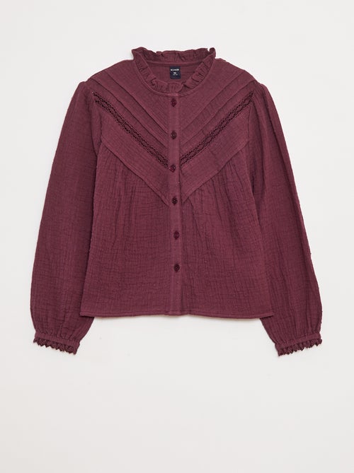 Blusa de gasa de algodón de plumeti - Kiabi