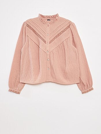 Blusa de gasa de algodón de plumeti